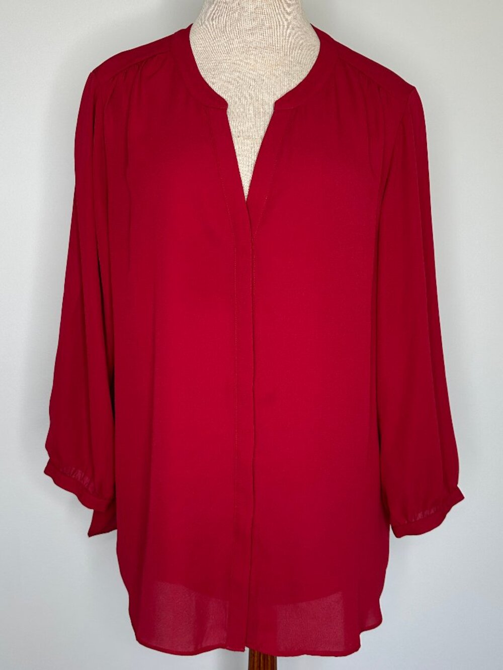 NYDJ Women's Trinity Tunic Top Red Color Size Large